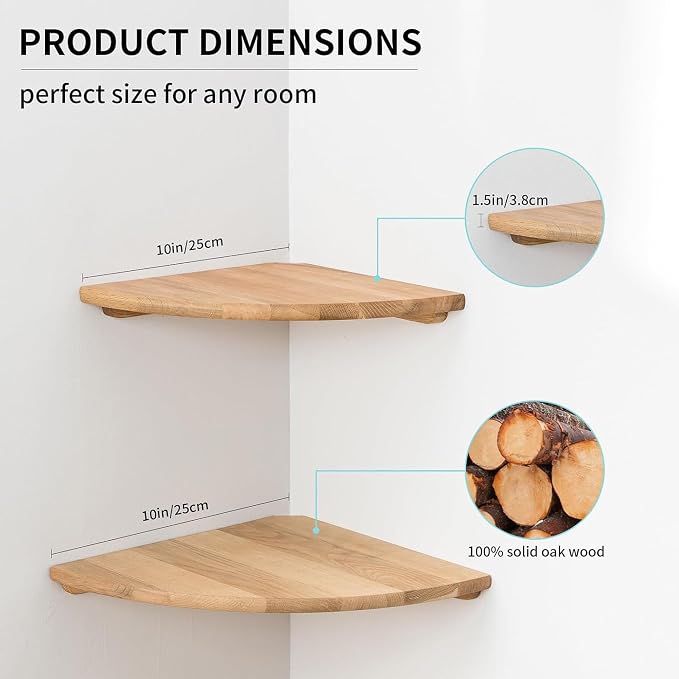 Corner Shelves, Floating Corner Shelf, Round End Wall Mount Display Shelf - Image 6