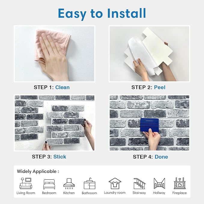 COMSTICKC 3D Faux Brick Wall Panel Peel and Stick, Small Size, Ultra-Light PVC - Image 9