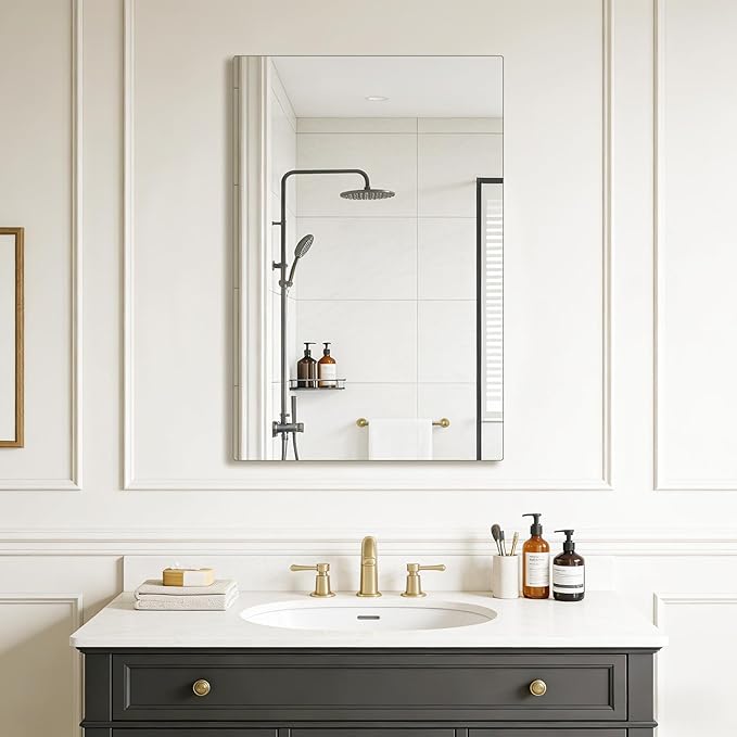 Frameless Mirror, Rectangle Bathroom Mirror by BOMINICA