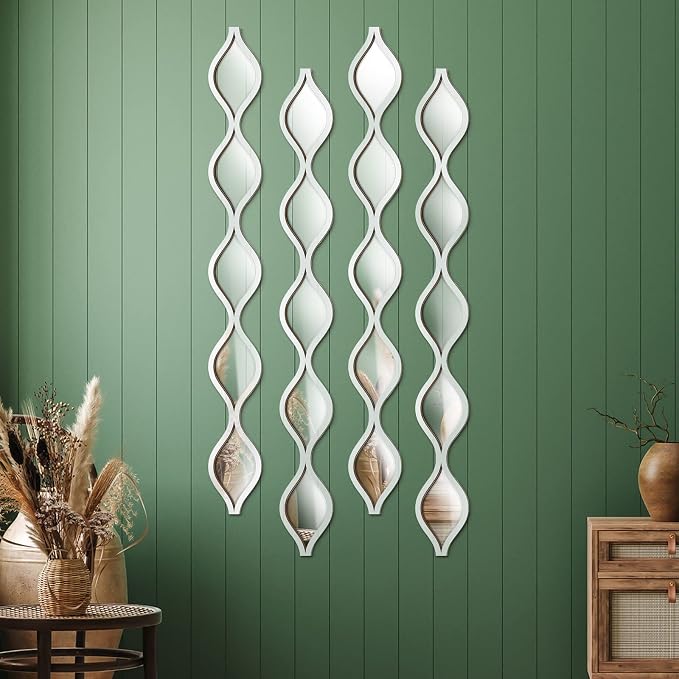 Qunclay Teardrop Mirror Wall Art Decorative Mirror Wall Decor Long Narrow Art - Image 6
