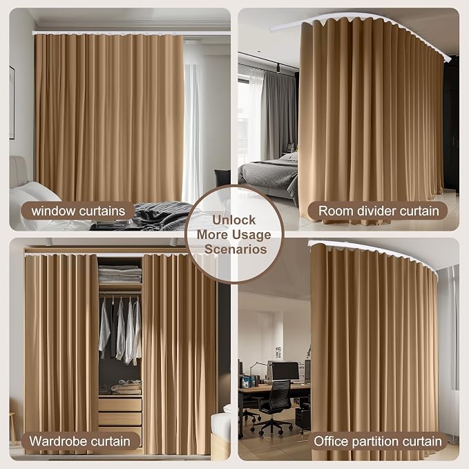 MaKefeile Room Divider Curtains & Flexible Bendable Tracks Set, Privacy - Image 6