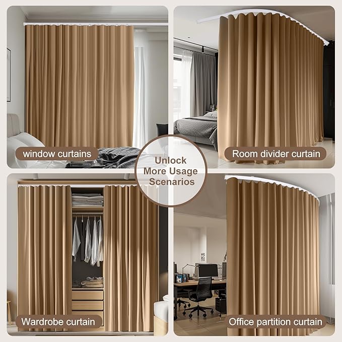 MaKefeile Room Divider Curtains & Flexible Bendable Tracks Set, Privacy - Image 6