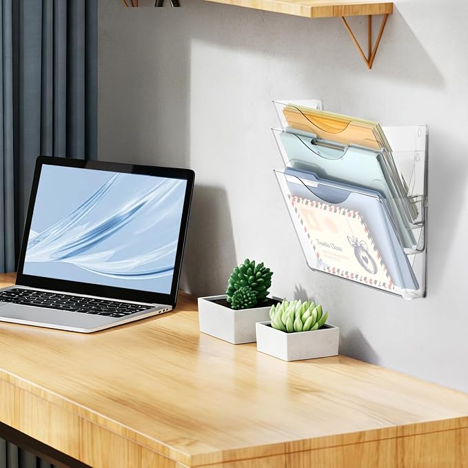 SUPEASY Clear Acrylic Wall File Organizer, One-Piece Wall Mount File Holder - Image 6