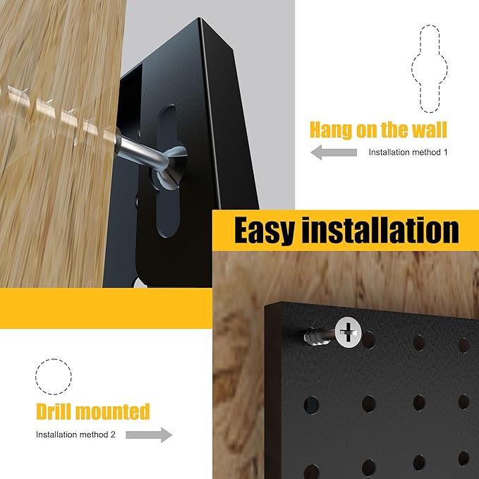 Spampur Peg Board, 6 Pack Metal Pegboard Panels Black Pegboards Wall Organizer - Image 6
