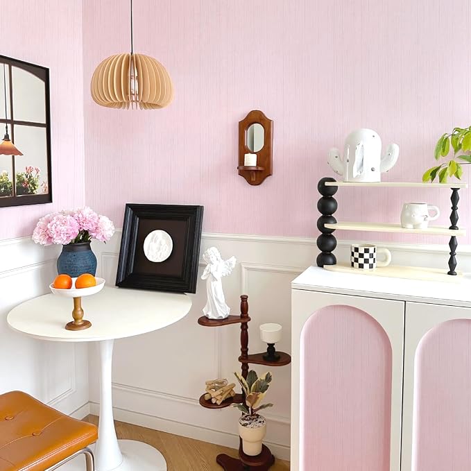 Pink Grasscloth Peel and Stick Wallpaper - Image 5
