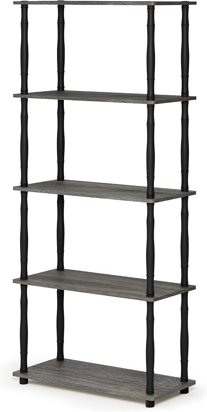 Furinno TURN-S-TUBE Storage Shelves, 5-Tier Book Shelf, Corner Shelf, Toolless - Image 5