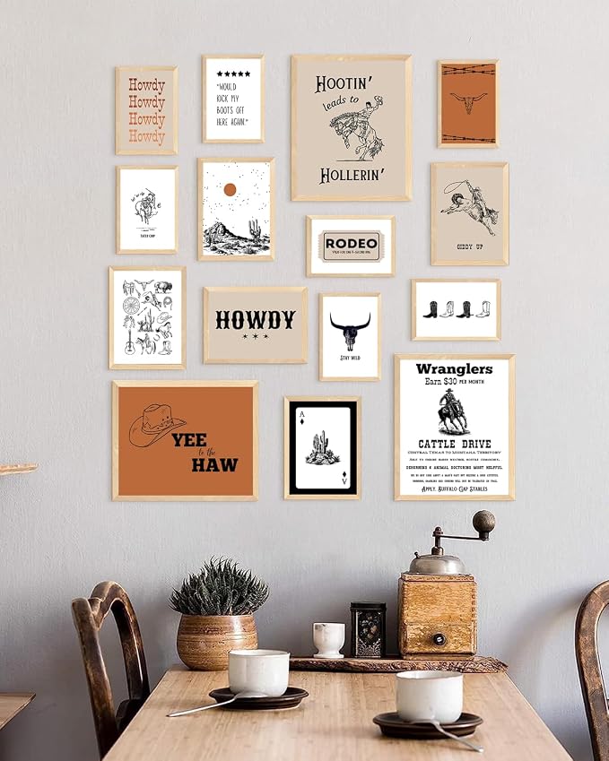 KBKBART Retro Western Wall Art Set – 15 Vintage Cowboy & Desert Prints - Image 4