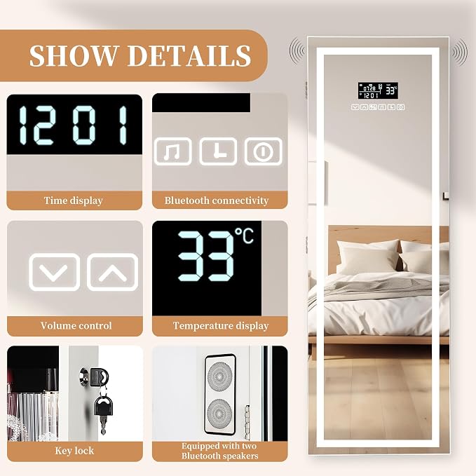 LED Mirror Jewelry Cabinet - Image 3
