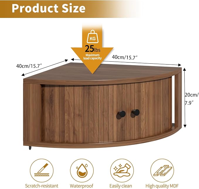Corner Shelves Wall Cabinet Set of 3, Floating Corner Shelf Organizer - Image 2