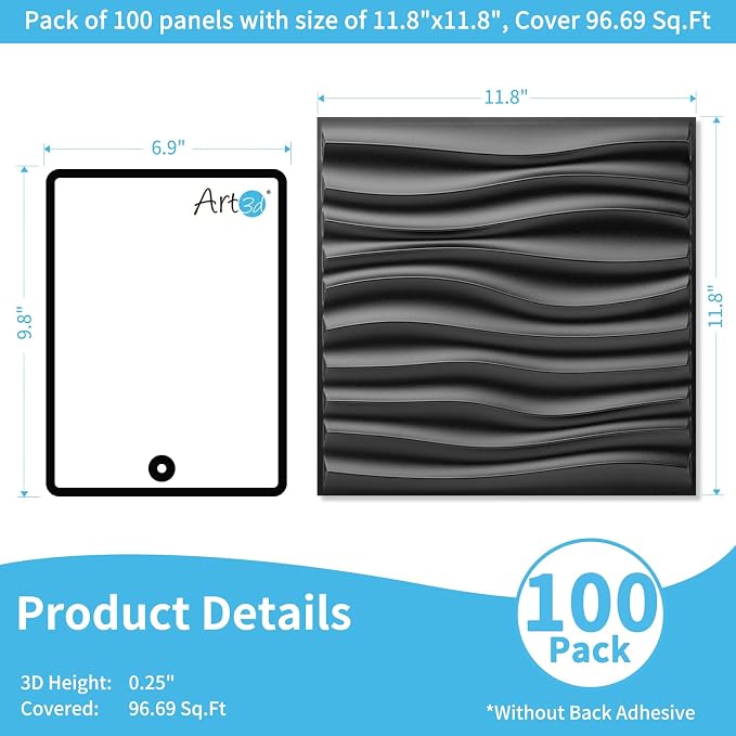 Art3d 100 Pack Decorative 3D Wall Panels, 97 Sq.Feet PVC Interior Wall Décor - Image 2