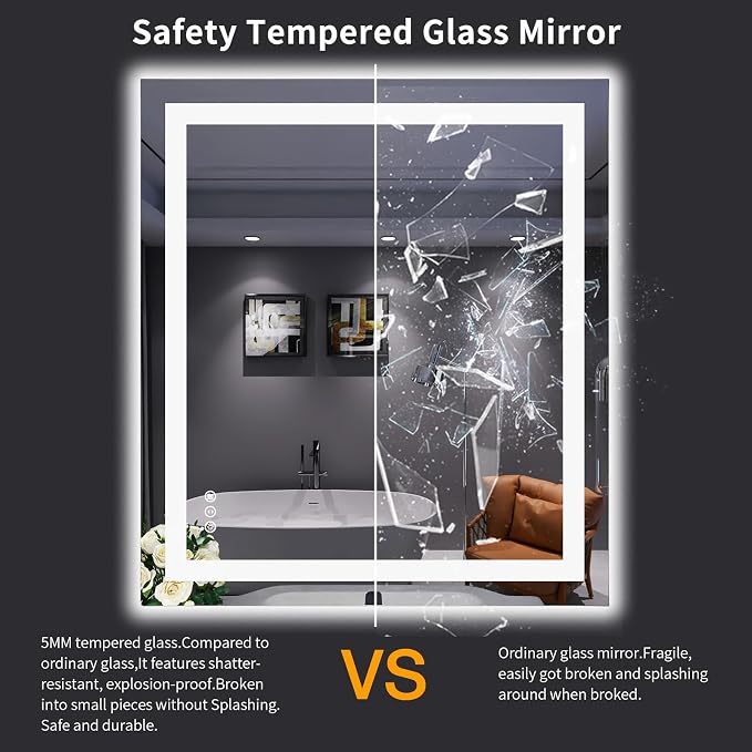 LOAAO 32"X36" LED Bathroom Mirror - Image 8