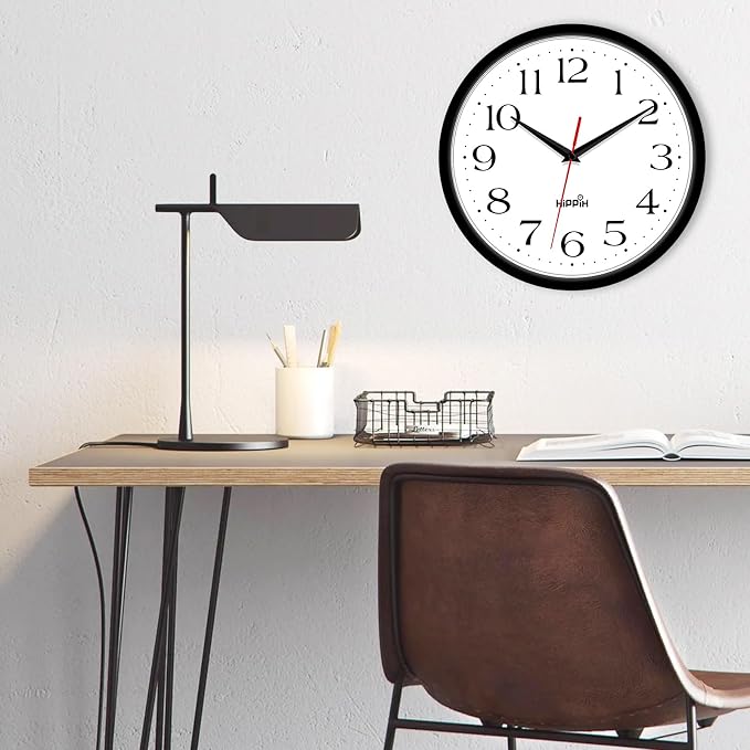 HIPPIH 2 Pack Silent Wall Clock, 12 Inch Non Ticking Quiet Digital Sweep - Image 4