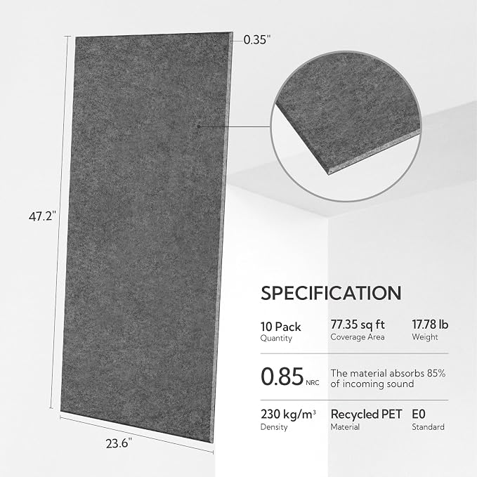 Olanglab Acoustic Wall Panels 10 Pack, 48 x 24 per Acoustic Panels Sound - Image 2