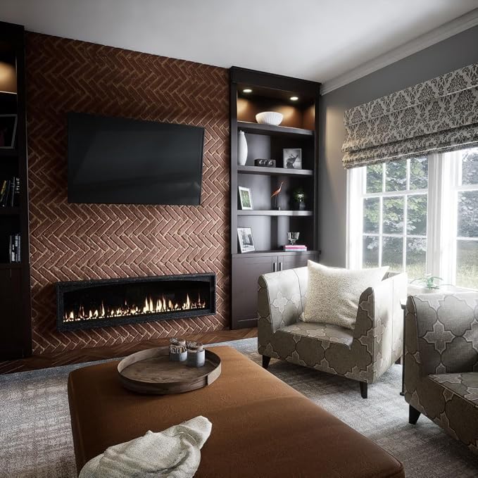 EverStone Herringbone Faux Brick Panel, 46 1/2"W x 25 1/4"H x 1"D, Cabernet - Image 11