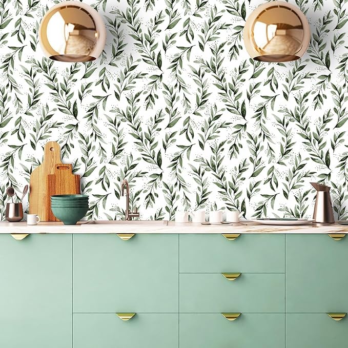 Livebor Green Leaf Wallpaper Peel and Stick Olive Leaf Contact Paper 17.7inch x - Image 6