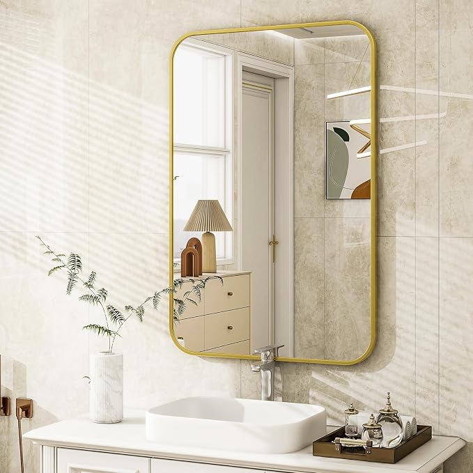 Easly 20 x 28 Inch Bathroom Mirror, Rounded Rectangular Vanity Mirror - Image 7