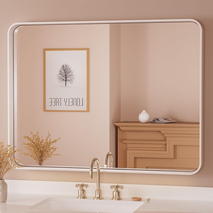 TETOTE 40 x 30 White Frame Mirror by TETOTE
