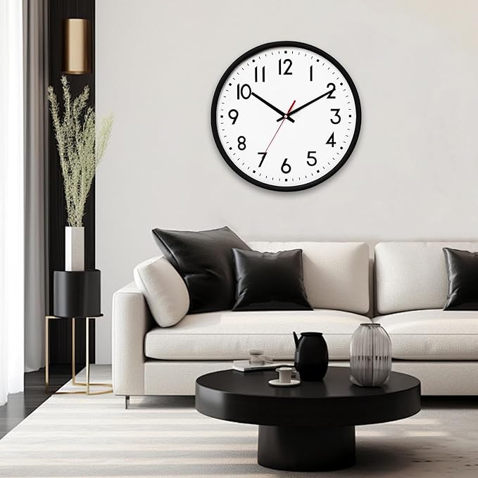 HZDHCLH Wall Clock Black, Silent Wall Clocks Battery Operated 8 Inch Modern Non - Image 6