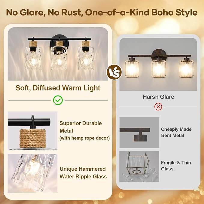 MOKATNG Bathroom Light Fixtures, 3-Light Coastal Vanity Lights - Image 2