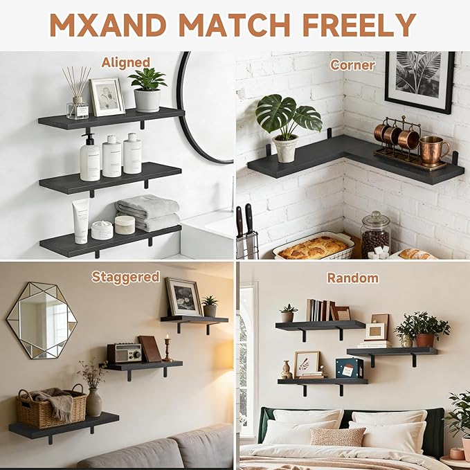 Easy Install Floating Shelves, 15.7 Inch Wall Mounted Wood Shelf, Hanging Shelf - Image 6