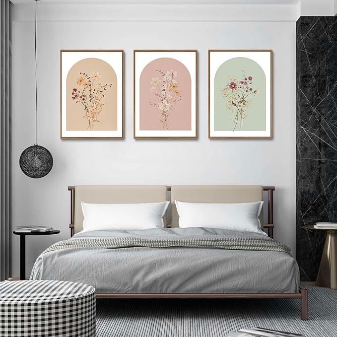 KISSFOX 3 Piece Framed Wall Art Botanical Wall Decor Floral Pictures Wildflower - Image 7