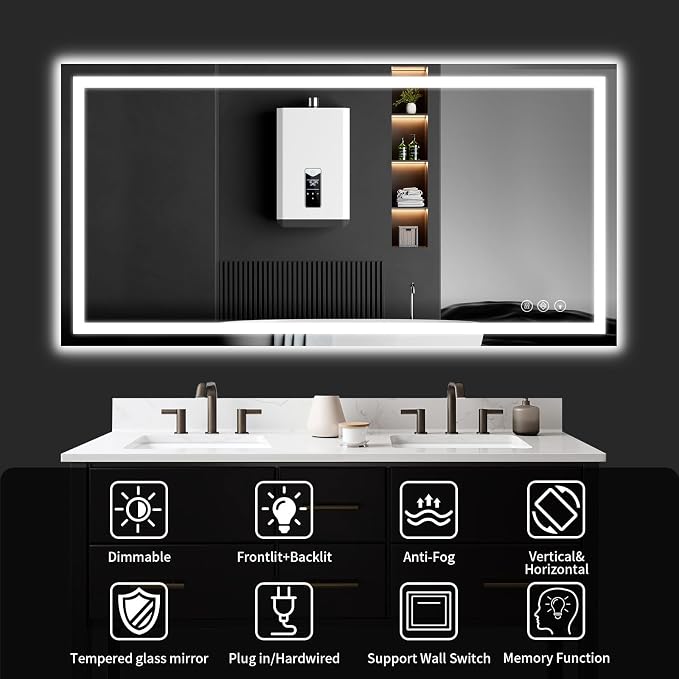50"x30" LED Bathroom Mirror - Image 8