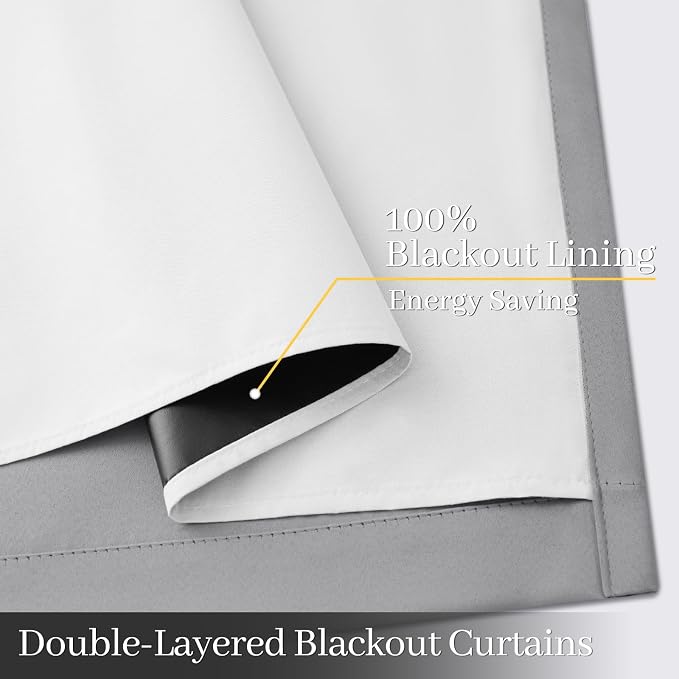 Yakamok 100% Blackout Curtain Panels 84 inches Cold and Light Blocking Drapes - Image 4