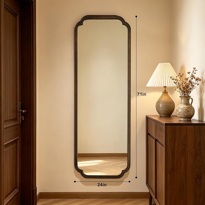 WallBeyond Full Length Mirror Wall Mounted 71"x24", Rustic Wooden Frame Floor - Image 2