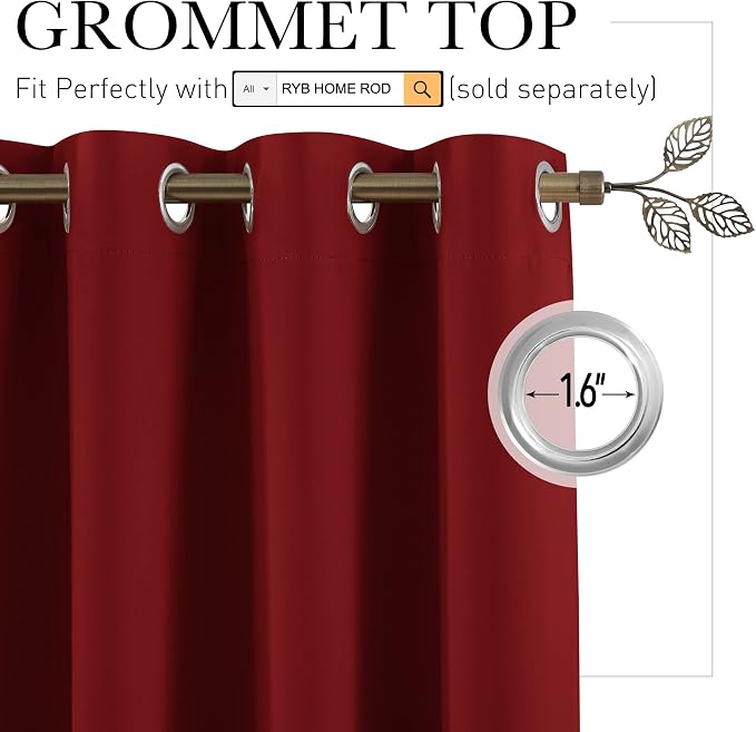 RYB HOME Blackout Room Divider Curtain, Soundproof Privacy Screen Curtains - Image 2