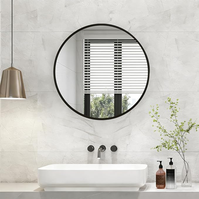 NEWBULIG 28 Inch Round Wall Mirror, Bathroom Mirror - Image 7