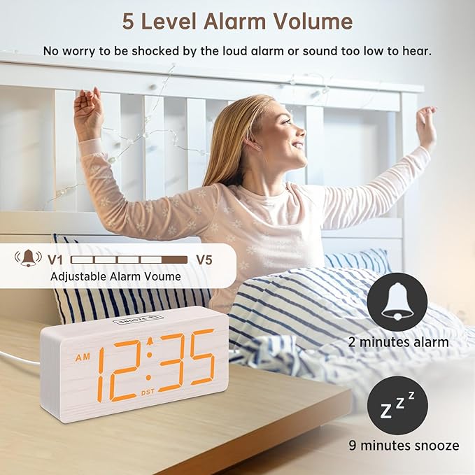 DreamSky Wooden Digital Alarm Clock - Image 3