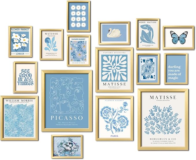ANERZA 16 PCS Blue Wall Art Decor, Matisse Gallery Wall Prints by ANERZA