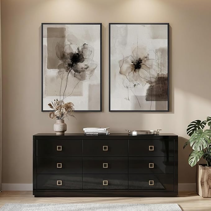 Framed Neutral Abstract Floral Wall Art - Image 8