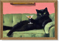 Fantasy Artists Humorous Black Cat Character Wall Art – Relaxed Anthropomorphic by Unknown