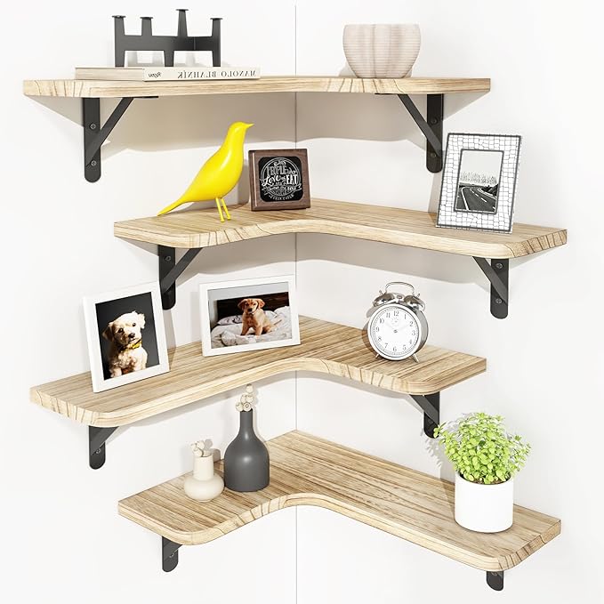 YGEOMER Corner Floating Shelves, Wall Mounted Corner Shelf by YGEOMER
