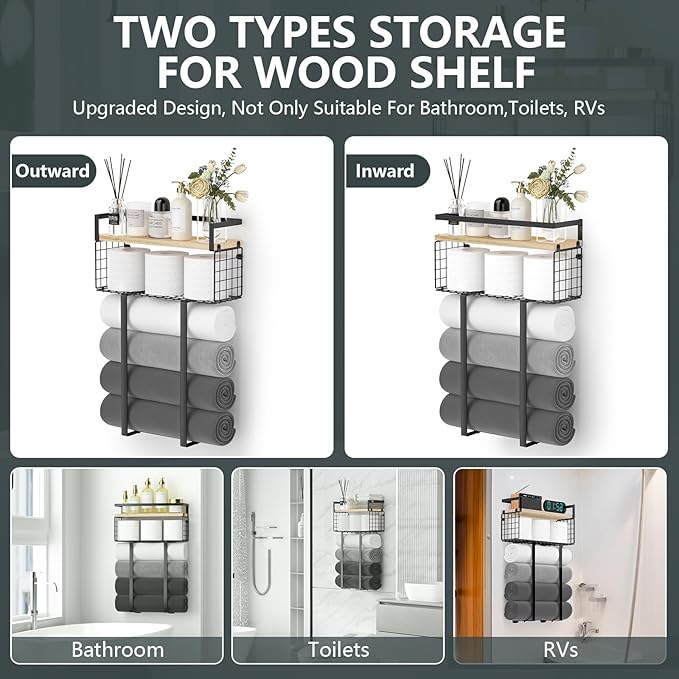 Xstydes Towel Racks for Bathroom, Metal Towel Holder - Image 4