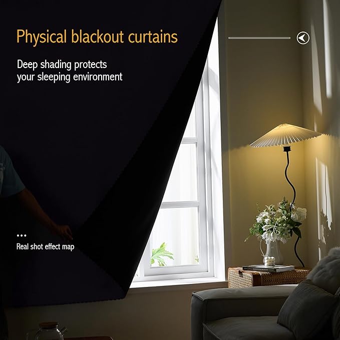 AJAZZ 100% Window Blinds Blackout Portable Blackout Curtains Adhesive Curtains - Image 2