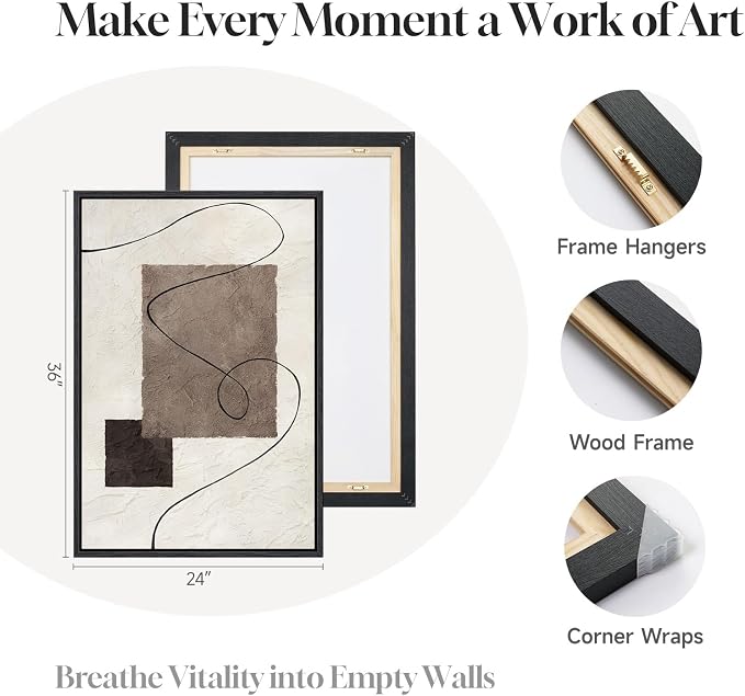 Framed Neutral Abstract Wall Art - Image 6