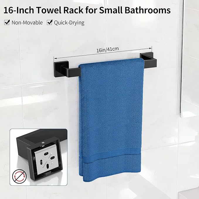 Gypie Bathroom Accessories Set 10-Piece Stainless Steel Modern Wall Mount Towel - Image 3