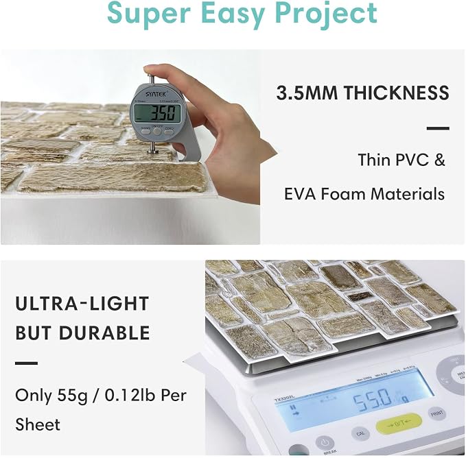 Commomy 10 Pcs 3D Stone Wall Panels Peel and Stick - Image 4