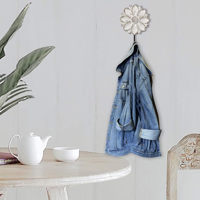 dwellington Decorative Wall Mounted Flower Hooks, Farmhouse Boho Coat Rack - Image 3