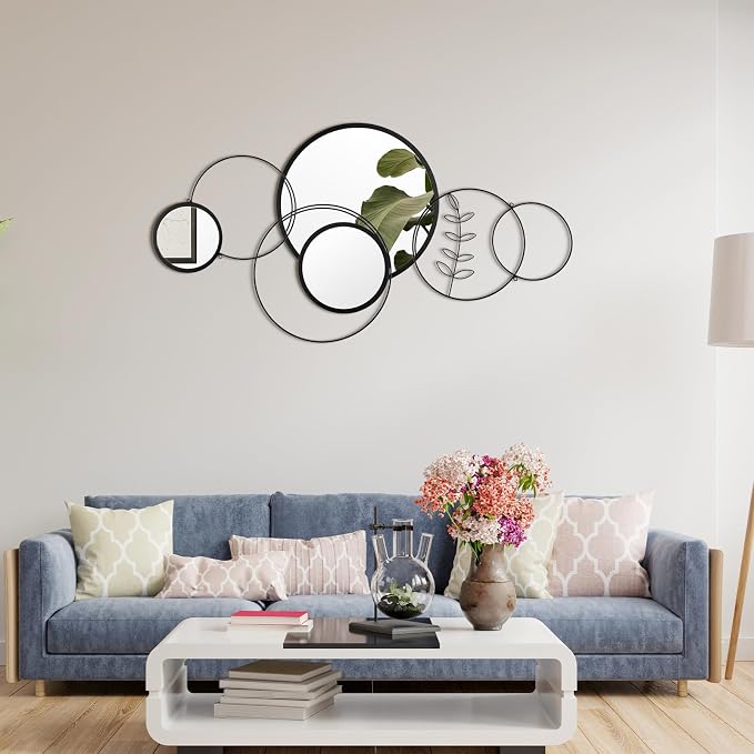 Hicarer Wall Mirror Decorative 41.34'' x 17.72'' Round Modern Metal Wall - Image 5
