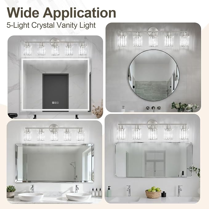 Crystal Bathroom Light Fixtures, Bathroom Lighting Fixtures Over Mirror - Image 6