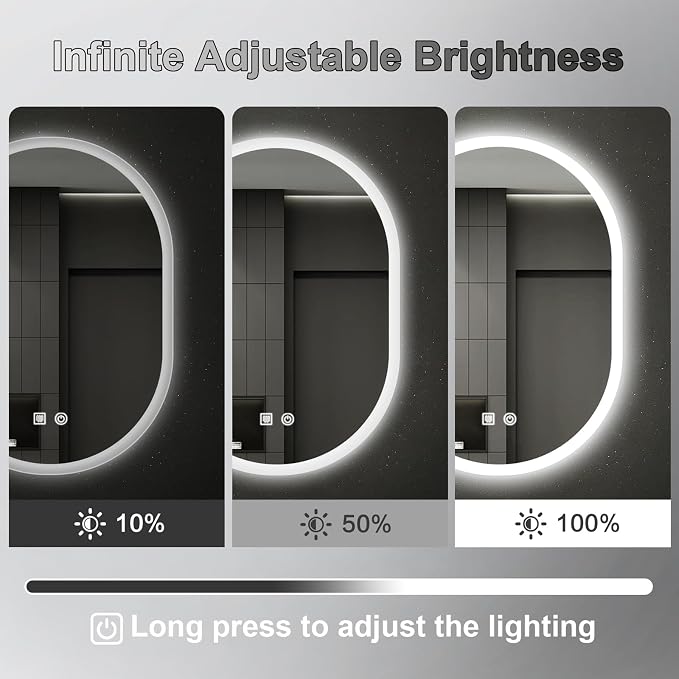 20x28 LED Bathroom Mirror with Lights Oval, Lighted Bathroom Vanity Mirror - Image 3