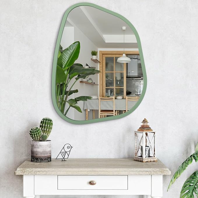 Asymmetrical Mirror for Wall Irregular Accent Wood Frame Modern Unique Wall - Image 4