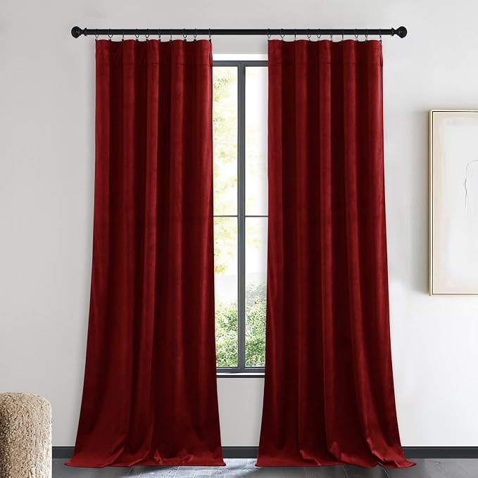 NICETOWN Christmas Red Velvet Curtains and Drapes, Extra Long Elegant Wall - Image 2