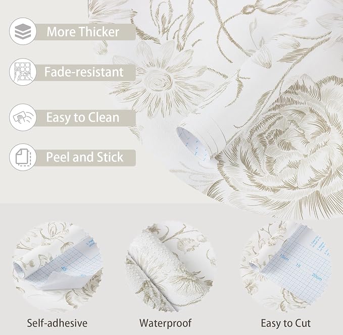 Yasinet Peel and Stick Wallpaper Boho Floral Wallpaper Vintage Floral Contact - Image 9