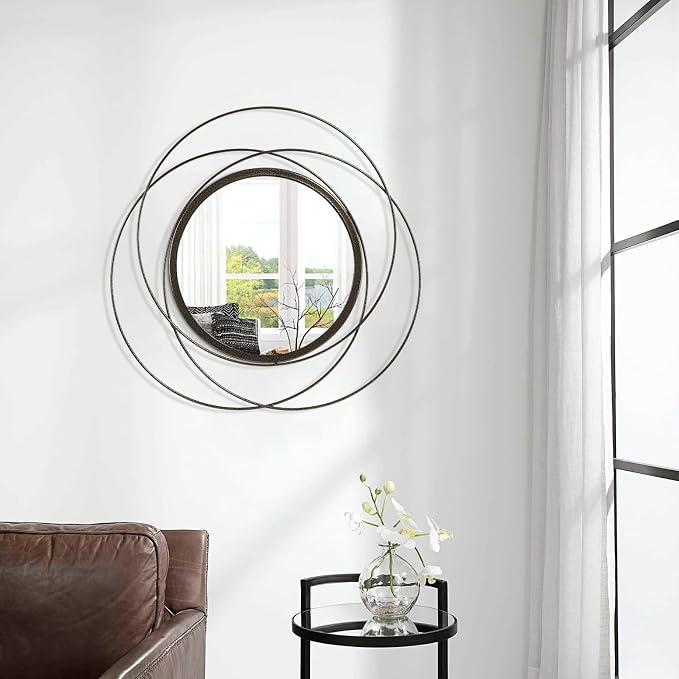 Circle Mirror for Wall with Iron Metal Wire Frame Wall-Mounted Mirror for Home - Image 4
