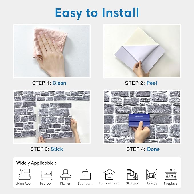 COMSTICKC 3D Faux Stone Wall Panel Peel and Stick Wall Tiles, Ultra-Light Thin - Image 6