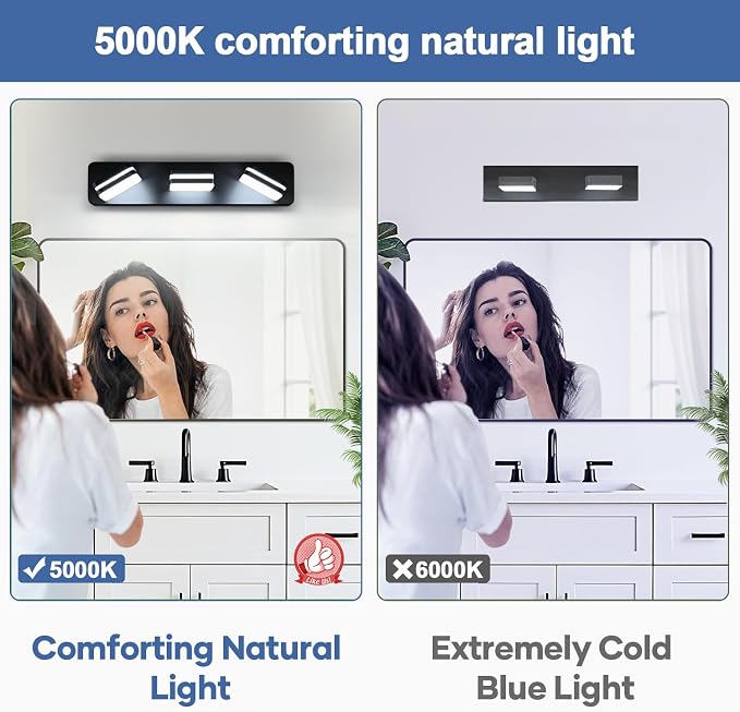 360° Rotate LED Dimmable Bathroom Vanity Light Fixtures, 1300LM Acrylic Matte - Image 5